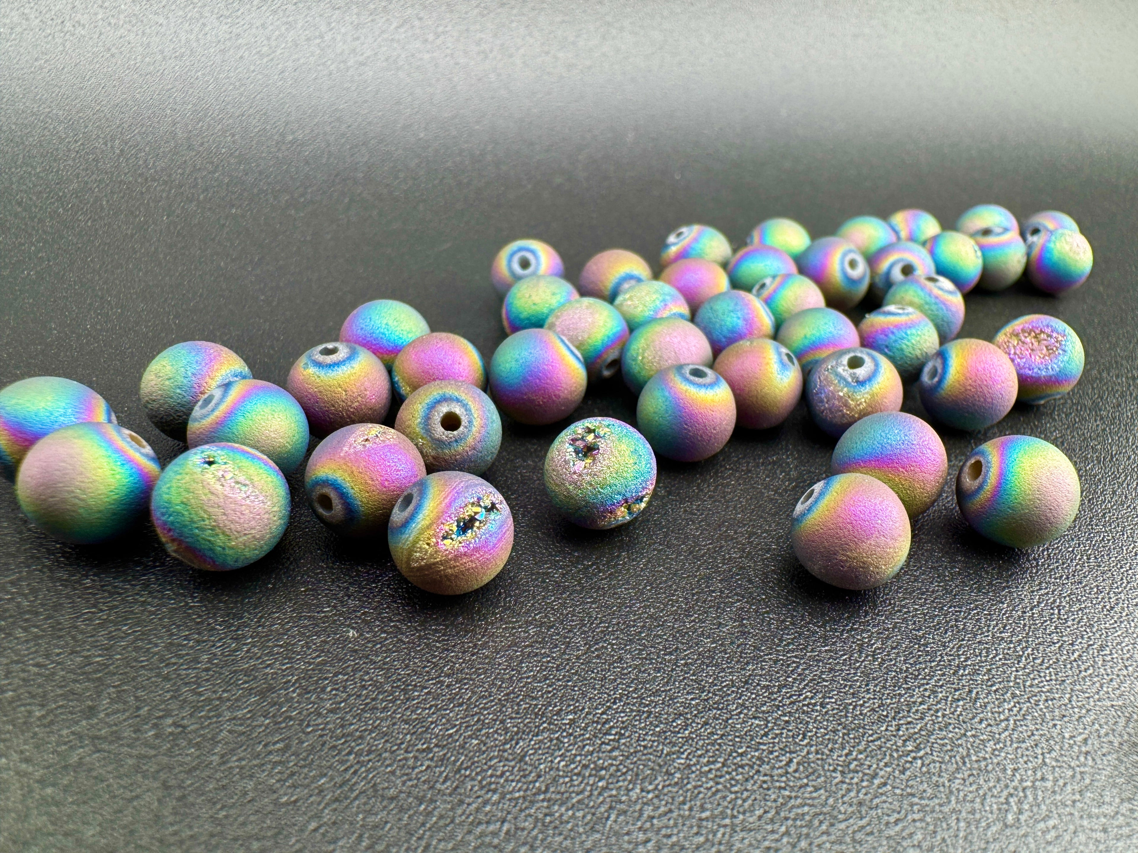 Rainbow Druzy Beads Available in 6mm, 8mm Sizes