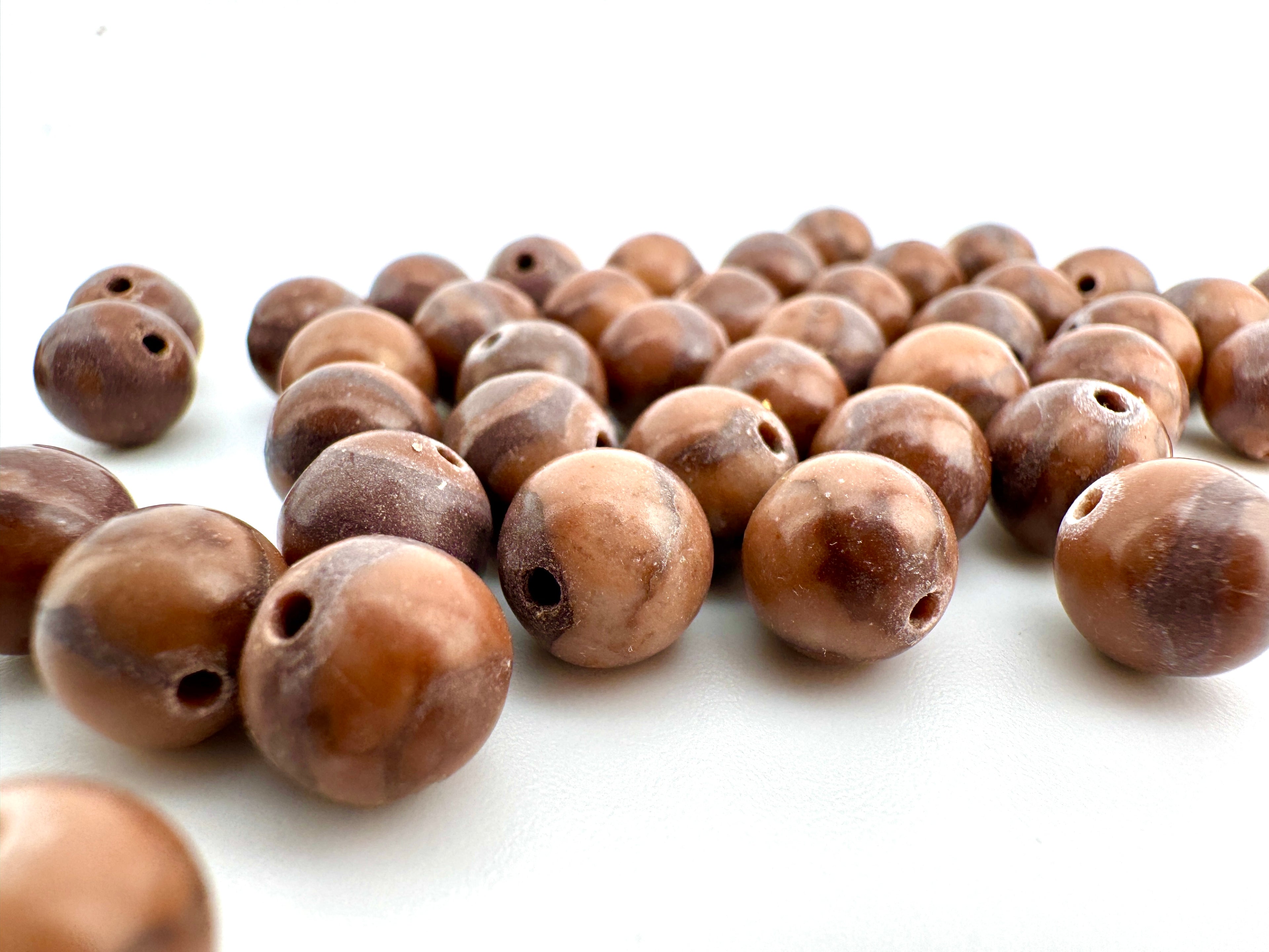 Red Wood Grain Beads Available in 6mm, 8mm Sizes