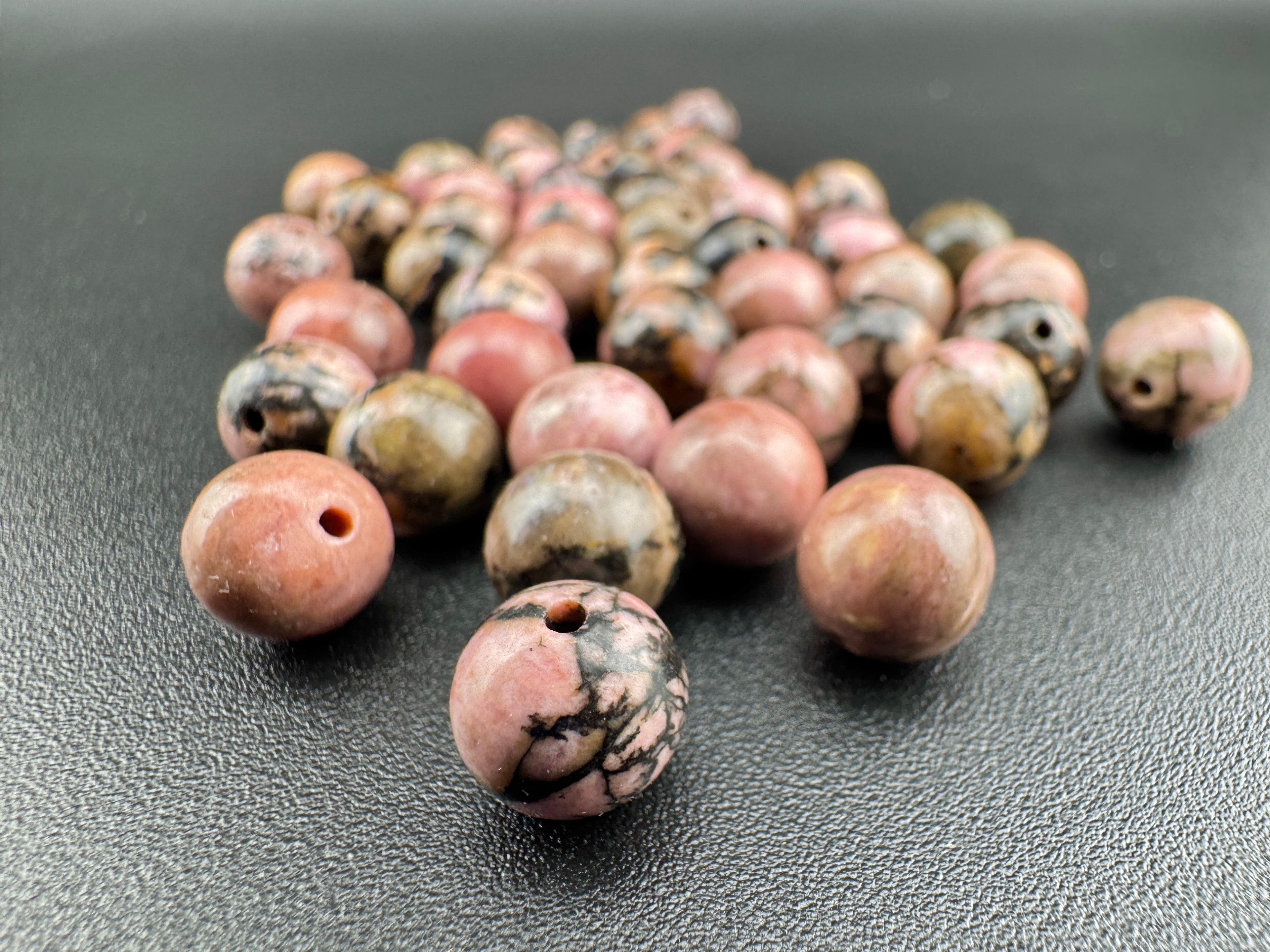 Rhodonite Beads Available in 4mm, 6mm, 8mm Sizes