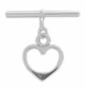 Sterling Silver, Smooth Heart Shape Toggle