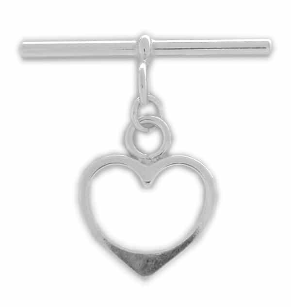 Sterling Silver, Smooth Heart Shape Toggle