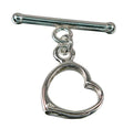 Sterling Silver, Plain Style, Smooth Heart Shape Toggle