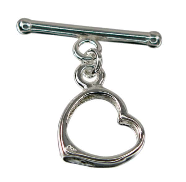 Sterling Silver, Plain Style, Smooth Heart Shape Toggle