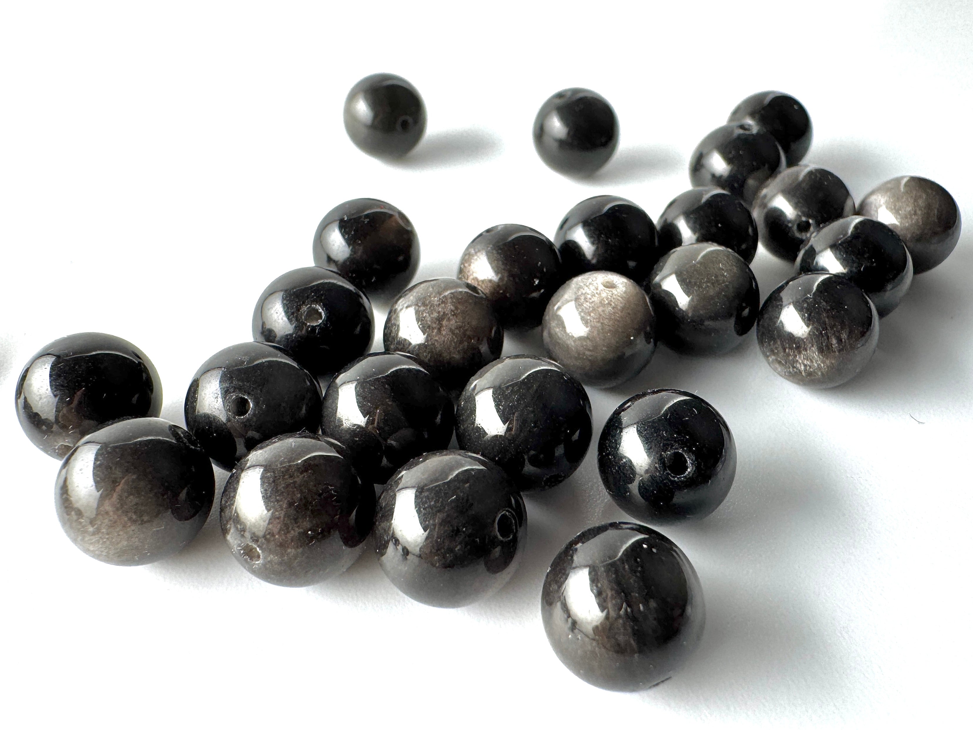 Silver Obsidian Beads Available in 6mm, 8mm, 10mm, 14mm Sizes
