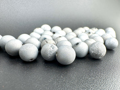 Silver Druzy Beads Available in 6mm, 8mm Sizes