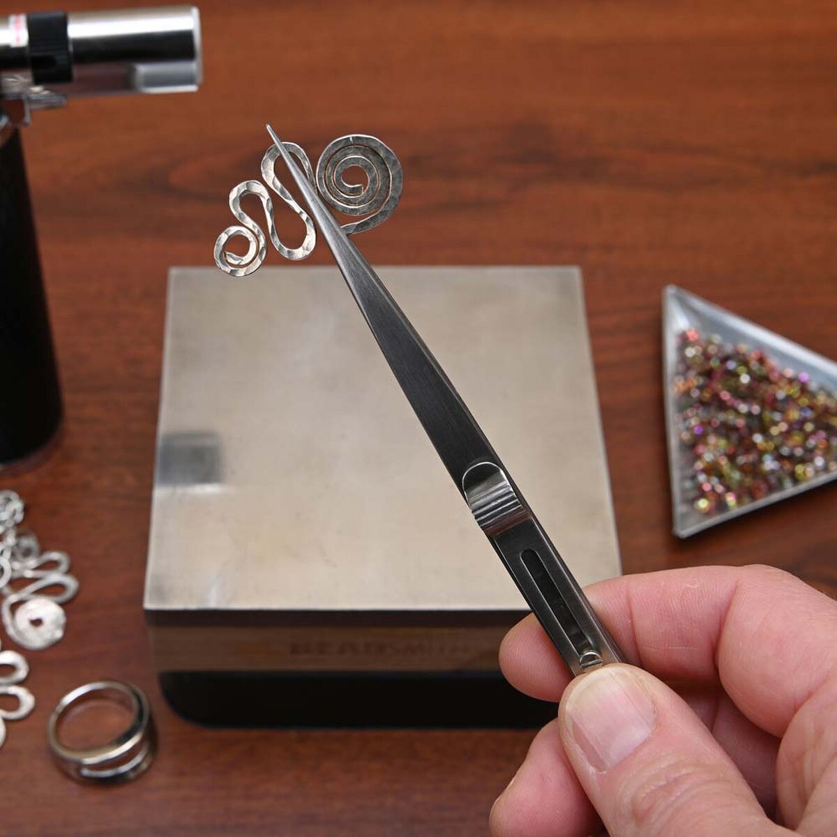 Side Locking Tweezers for Jewelry Making – 6-1/4″