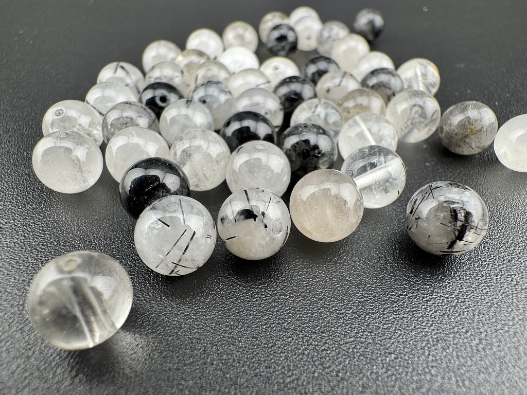 Tourmalinated Quartz Beads Available in 6mm, 8mm, 10mm, 12mm, 14mm, 16mm  Sizes