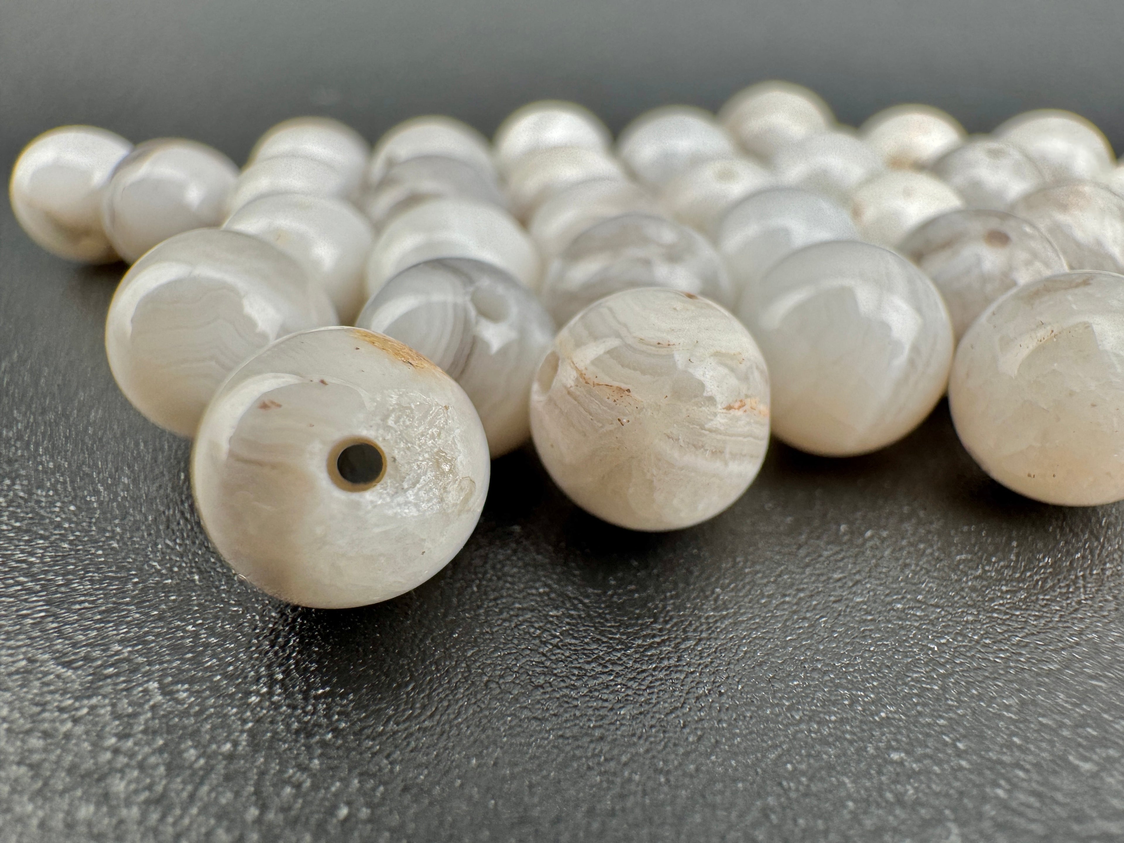 White Laced Agate Beads Available in 6mm, 8mm Sizes