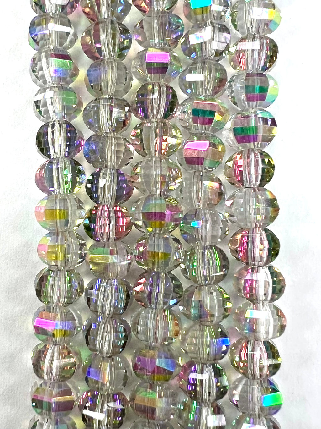 6mm Glass Rondelle Beads Light Grey AB