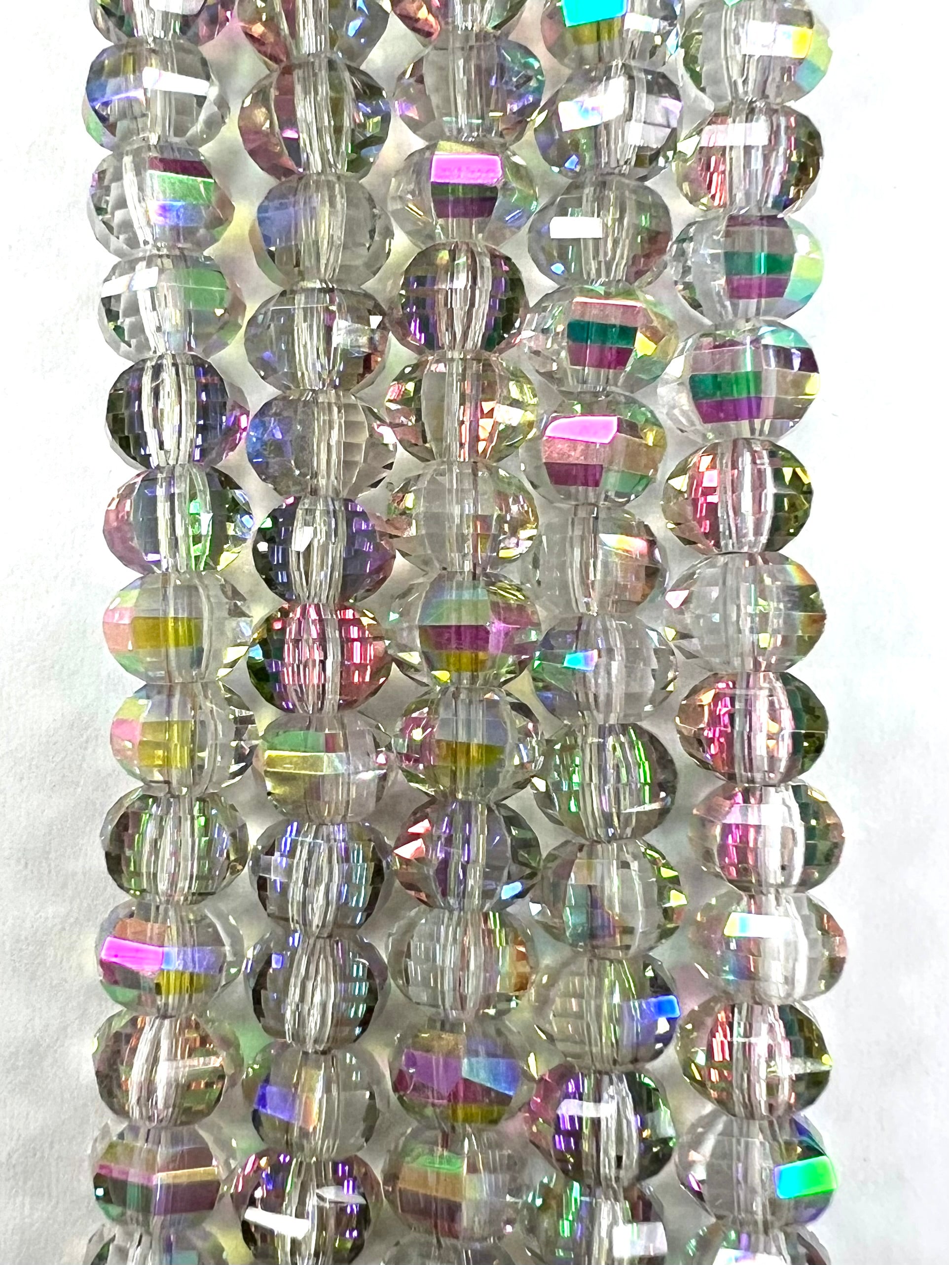 6mm Glass Rondelle Beads Light Grey AB