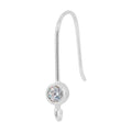 925 Sterling Silver Fish Hook with 4mm cubic zirconia, 20x15mm / Pair