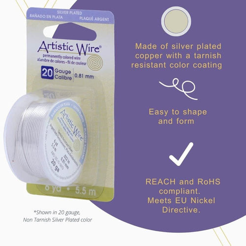 Beadalon Artisticwire Non Tarnish Silver Plated Wire 18-30 Gaugue Craft Wire