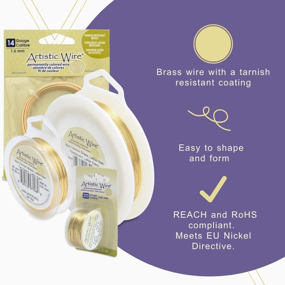 Beadalon Artisticwire Non Tarnish Brass 10-32 Gaugue Craft Wire