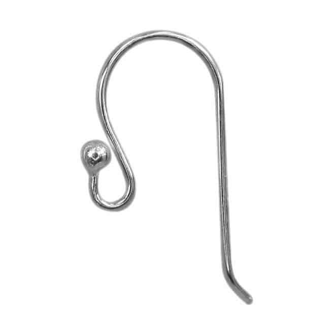 925 Sterling Silver French Hook with round ball bead, 23x14mm / Pair