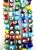 8mm Glass Evil Eye Round Beads Mix Colour