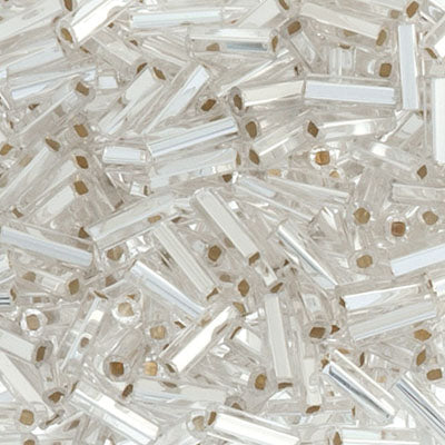 Bugle Bead #3 Crystal Silver Lined