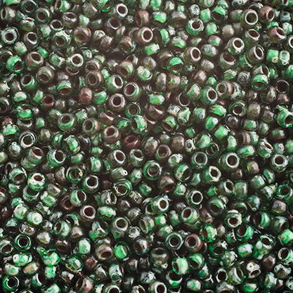 Miyuki Seed Beads 11/0 Transparent  Green Picasso