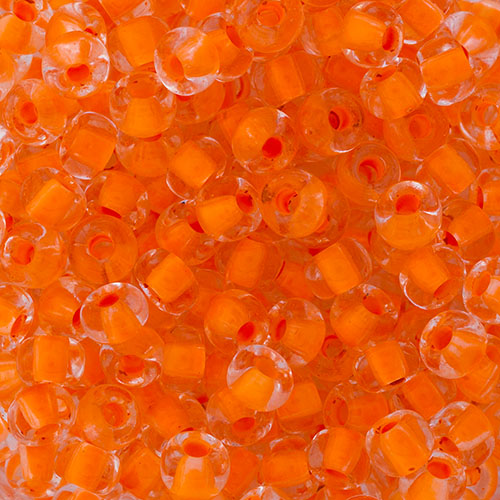 Czech Seed Bead 6/0 22g Vial Crystal Colour Lined  Neon Orange