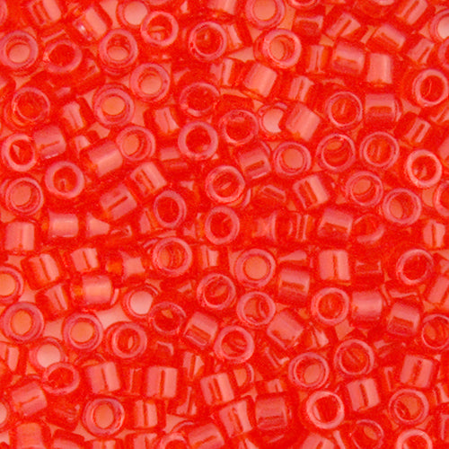 Miyuki Delica 11/0 5.2g Vial Red Orange Transparent