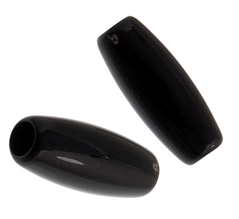 Acrylic Hairbone Pipe 1in Jet Black (15pcs)