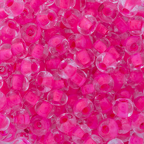 Czech Seed Bead 6/0 22g Vial Crystal Colour Lined  Neon Pink