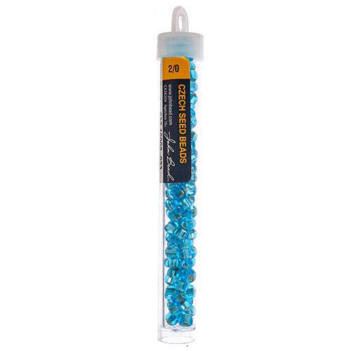 Czech Seed Bead 2/0 22g Vial Silver Lined  Transparent AQUA