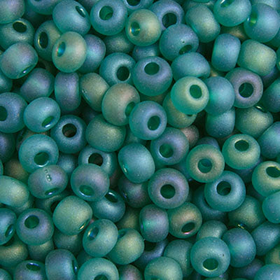 Czech Seed Bead 6/0 22g Vial Transparent Dark Green AB MATT