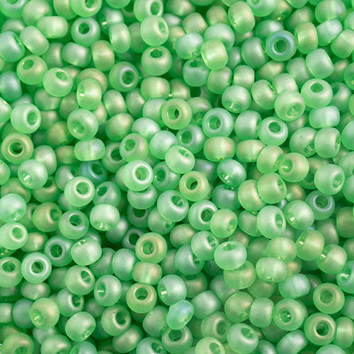 Czech Seed Bead 10/0 Transparent  Light  GREEN MATT AB 22g Vial