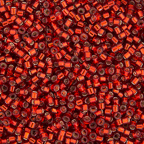 Miyuki Delica 11/0 5.2g Vial Ruby Red Silver Lined Dyed