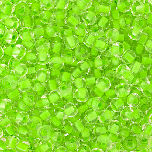 Czech Seed Bead 6/0 22g Vial Crystal Colour Lined  Neon Green