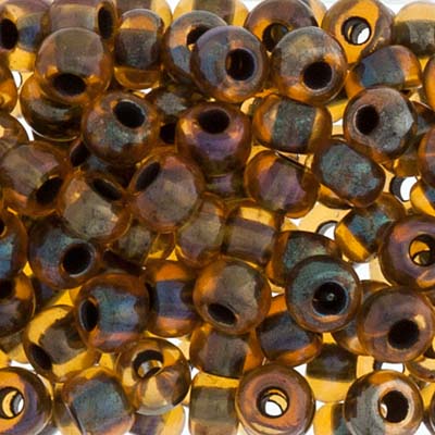 Czech Seed Bead 2/0 22g Vial TOPAZ/BLACK LINED AB
