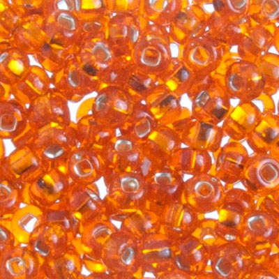 Czech Seed Bead 6/0 22g Vial  Silver Lined  ORANGE