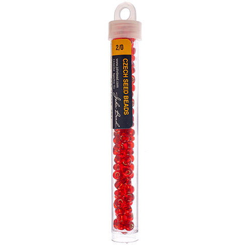 Czech Seed Bead 2/0 22g Vial Silver Lined  Transparent Light RED