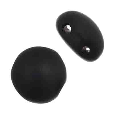 Czech Candy Beads 8mm 2 holes Black Opaque Matt