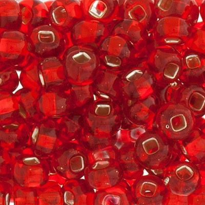 Czech Seed Bead 2/0 22g Vial Silver Lined  Transparent Light RED