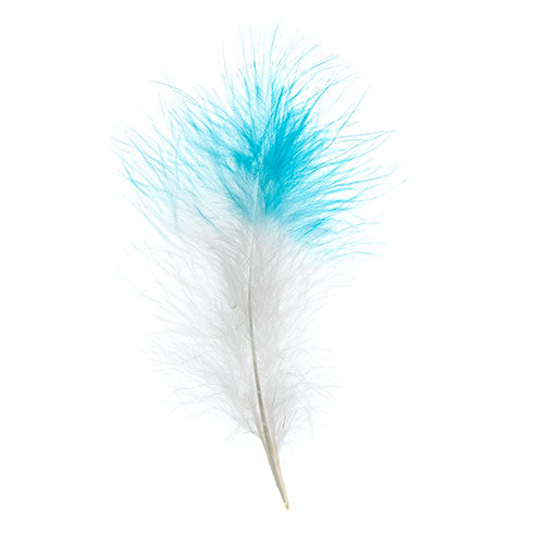 Marabou Feathers 4-6in White/Turq