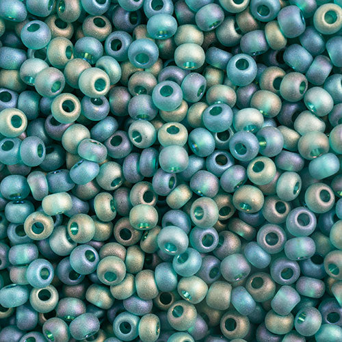 Czech Seed Bead 10/0 DK.GREEN Transparent MATT AB 22g Vial