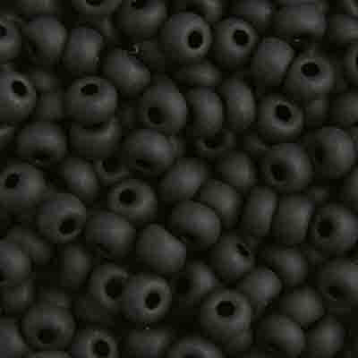 Czech Seed Bead 6/0 22g Vial Opaque BLACK MATT