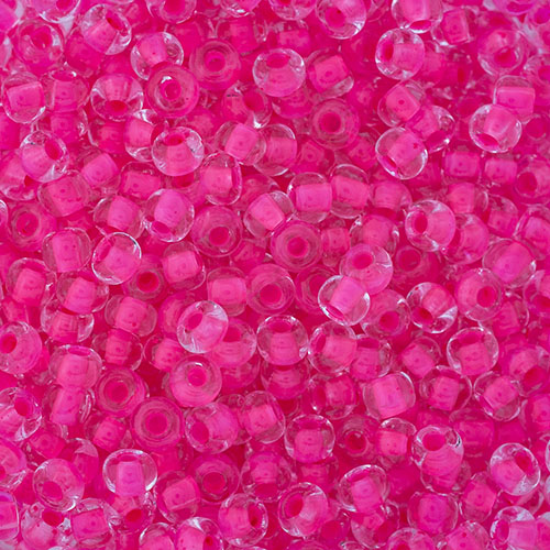 Czech Seed Bead 2/0 22g Vial Crystal Colour Lined  Neon Pink