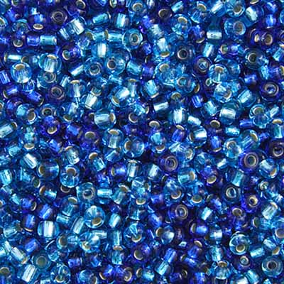Czech Seed Bead 10/0 AQUA MIX Silver Lined 22g Vial