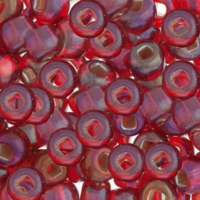 Czech Seed Bead 2/0 22g Vial Transparent RED Silver Lined  AB