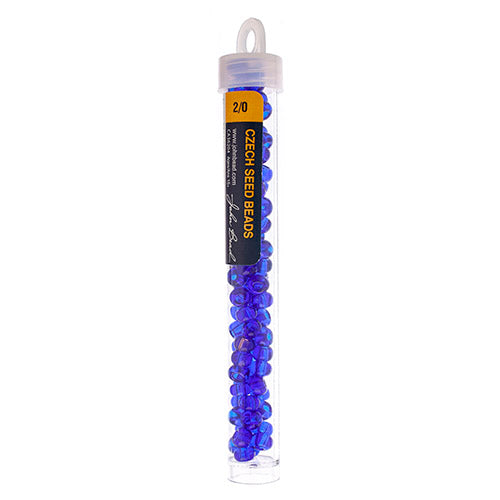 Czech Seed Bead 2/0 22g Vial Transparent COBALT BLUE
