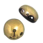 Czech Candy Beads 8mm 2 holes Opaque Gold Amber