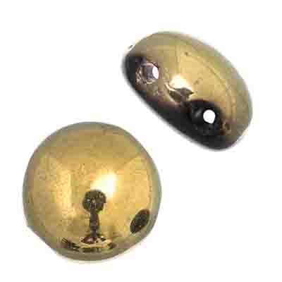 Czech Candy Beads 8mm 2 holes Opaque Gold Amber