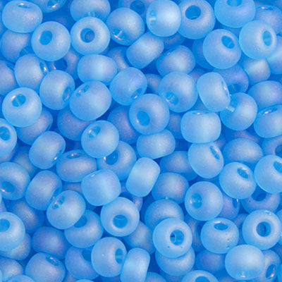 Czech Seed Bead 6/0 22g Vial Transparent AQUA. AB MATT