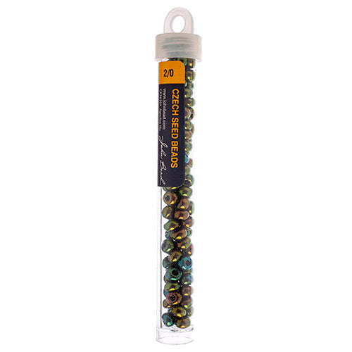 Czech Seed Bead 2/0 22g Vial Opaque GREEN IRIS
