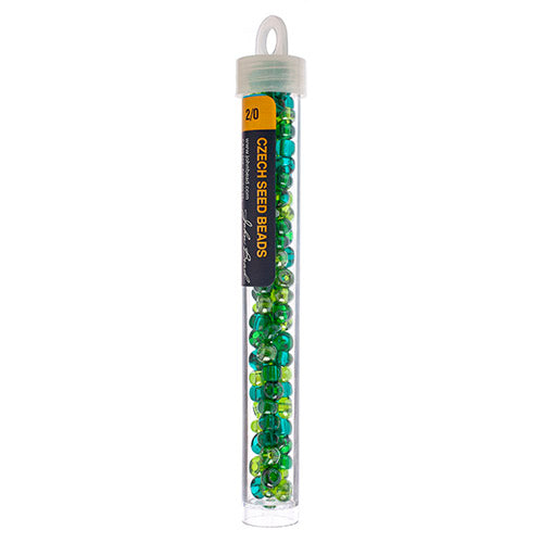Czech Seed Bead 2/0 22g Vial SEAGREEN Luster   MIX