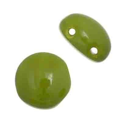 Czech Candy Beads 8mm 2 holes Olivine Opaque