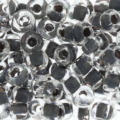 Czech Seed Bead 2/0 22g Vial CRYSTAL/BLACK TERRA