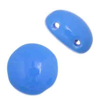Czech Candy Beads 8mm 2 holes Blue Opaque